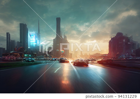 Future city Intelligent Vehicles Cars Communicating Ai Logistic  94131229