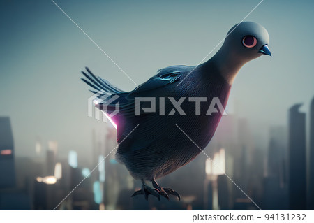 Futuristic pigeon character cartoon stylised 94131232
