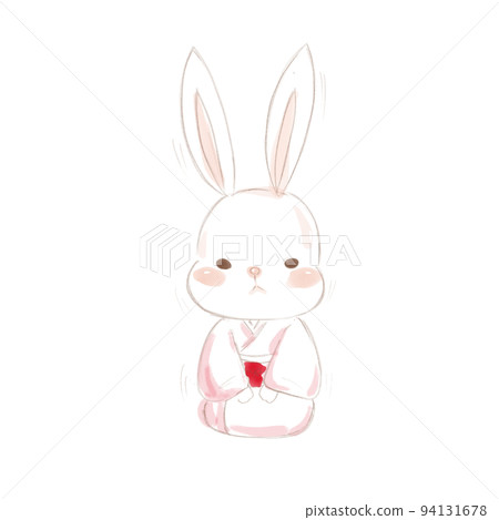 Kimono rabbit doing New Year's greetings Kimono rabbit doing New Year's greetings 94131678