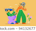 People watching binocular and magnifier.Search goal. Right idea and decisions quest.Business team strategy vision, Flat isolated vector concept 94132677
