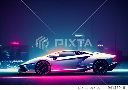 Bangkok, Thailand, 08.08.2022: Lamborghini luxury super car for fast sports on premium lighting background. 3D illustration. 94132946