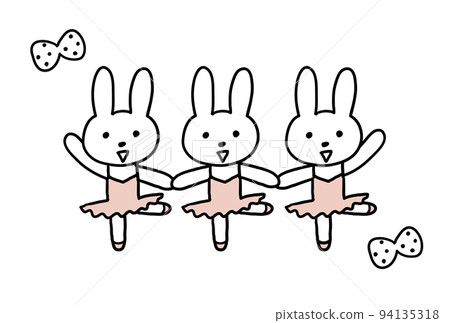 Rabbits holding hands and dancing ballet Rabbits holding hands and dancing ballet 94135318