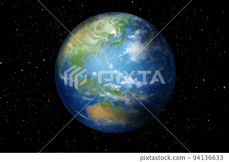 A shining beautiful earth floating quietly in outer space-Illustration material 94136633
