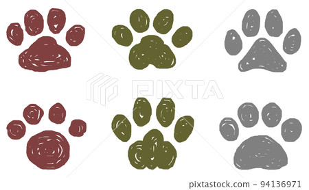 Cute paw illustrations of dogs and cats drawn by hand Cute paw illustrations of dogs and cats drawn by hand 94136971