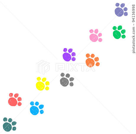 狗和貓動物走過的爪子腳印 94136998