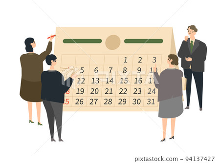 商務人士在日曆前討論的插圖 94137427
