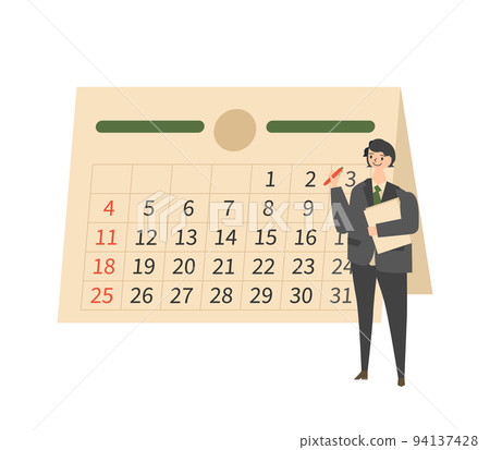 填寫日曆的商人的插圖 94137428