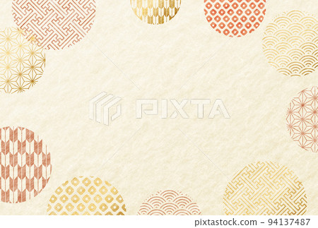 Autumn, year-end gift, Respect for the Aged Day, Japanese pattern, background, Japanese paper, frame, gold 94137487