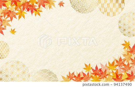 秋天，敬老日，日本紙，背景，日式，年終禮物，日式，麻葉，傳統，圖案 94137490
