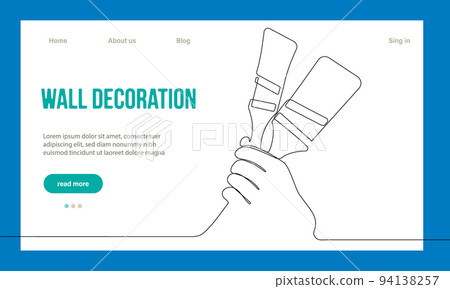 Home Repair Concept. Website Landing Page. Repairmen Workers Are Making Works Of House. Cartoon Characters Paint Walls And Put Tile. Linear Outline Vector Illustration. Home Repair Concept. Website Landing Page. Repairmen Workers Are Making Works Of House. Cartoon Characters Paint Walls And Put Tile. Linear Outline Vector Illustration. 94138257