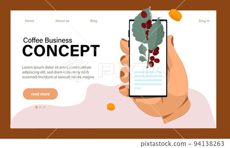Barista web banner or landing page. Bartender making a cup of hot coffee. Coffeehouse worker making energetic tasty beverage with milk. Flat vector illustration 94138263