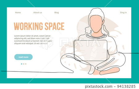 Coworking Space Landing Page Flat Cartoon Template. Freelancers Team Working Online on Laptop. Business People Sharing Open Workspace. Outline Vector Illustration Coworking Space Landing Page Flat Cartoon Template. Freelancers Team Working Online on Laptop. Business People Sharing Open Workspace. Outline Vector Illustration 94138285