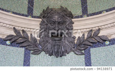 Fountain in the building of The Castle Garden Bazaar. Budapest. 94138971