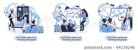 Qualified employee training program. Refresher course. Help in professional development, education metaphor 94139246