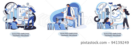 Qualified employee training program. Refresher course. Help in professional development, education metaphor Qualified employee training program. Refresher course. Help in professional development, education metaphor 94139249