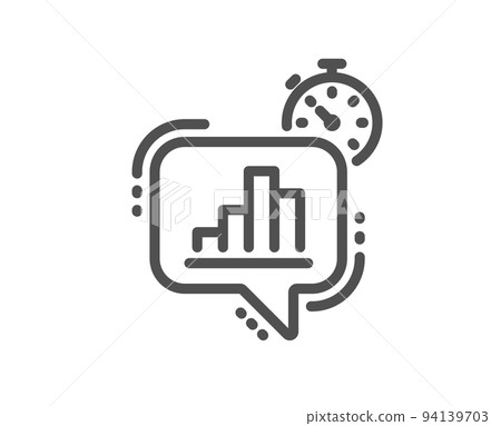 Diagram chart line icon. Statistics timer sign. Market analytics symbol. Quality design element. Linear style statistics timer icon. Editable stroke. Vector Diagram chart line icon. Statistics timer sign. Market analytics symbol. Quality design element. Linear style statistics timer icon. Editable stroke. Vector 94139703