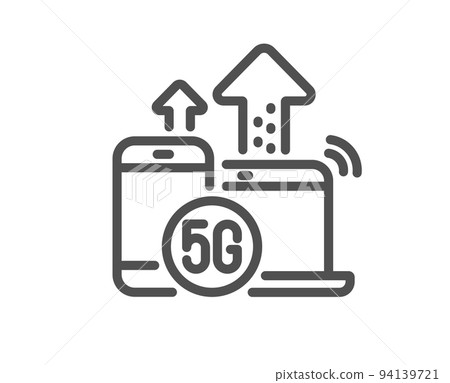 5g internet line icon. Wireless technology sign. Mobile devices wifi symbol. Quality design element. Linear style 5g internet icon. Editable stroke. Vector 94139721