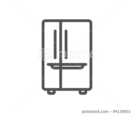 Two-chamber refrigerator line icon. Fridge sign. Freezer storage symbol. Quality design element. Linear style refrigerator icon. Editable stroke. Vector 94139801