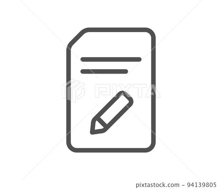 Edit Document line icon. Information File sign. Paper page with pencil concept symbol. Quality design element. Linear style edit document icon. Editable stroke. Vector 94139805