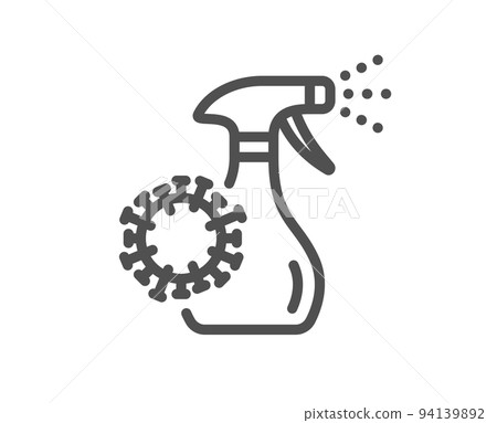Coronavirus spray sanitizer line icon. Covid virus sign. Antiseptic symbol. Quality design element. Linear style coronavirus spray icon. Editable stroke. Vector Coronavirus spray sanitizer line icon. Covid virus sign. Antiseptic symbol. Quality design element. Linear style coronavirus spray icon. Editable stroke. Vector 94139892