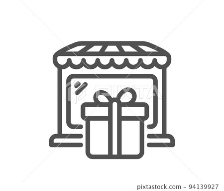 Gift shop line icon. Souvenirs market sign. Retail marketplace symbol. Quality design element. Linear style gift shop icon. Editable stroke. Vector 94139927