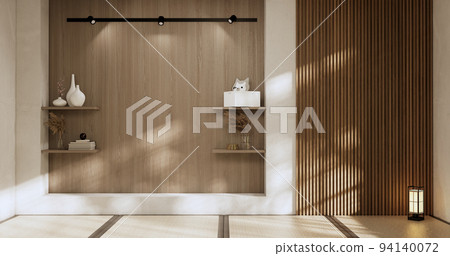 Architecture and interior concept Empty room and wood panels wall background 3D illustration rendering 94140072