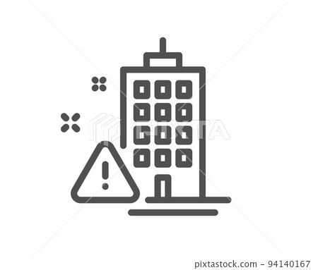 Building construction warning line icon. Attention triangle sign. Caution house symbol. Quality design element. Linear style building warning icon. Editable stroke. Vector 94140167