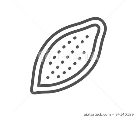 Cocoa nut line icon. Tasty nuts sign. Vegan food symbol. Quality design element. Linear style cocoa nut icon. Editable stroke. Vector 94140189