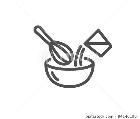 Cooking whisk line icon. Cutlery sign. Food mix symbol. Quality design element. Linear style cooking whisk icon. Editable stroke. Vector 94140190