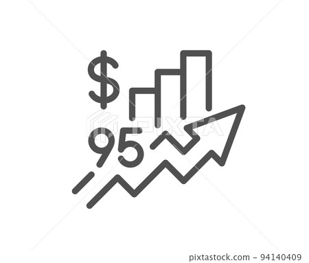 Rise price line icon. Petrol excise duty sign. Tax rate symbol. Quality design element. Linear style rise price icon. Editable stroke. Vector 94140409