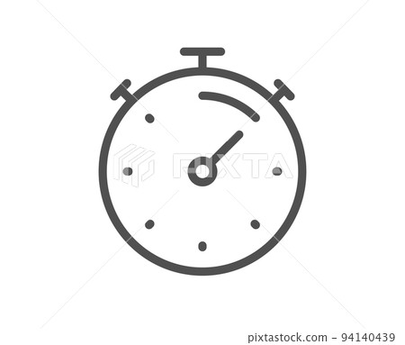 Timer line icon. Stopwatch time sign. Countdown clock symbol. Quality design element. Linear style timer icon. Editable stroke. Vector 94140439