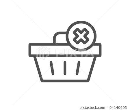 Remove Shopping cart line icon. Online buying sign. Supermarket basket symbol. Quality design element. Linear style delete order icon. Editable stroke. Vector Remove Shopping cart line icon. Online buying sign. Supermarket basket symbol. Quality design element. Linear style delete order icon. Editable stroke. Vector 94140695