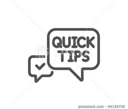 Quick tips line icon. Helpful tricks speech bubble sign. Quality design element. Linear style quick tips icon. Editable stroke. Vector 94140700
