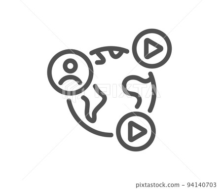 Virtual conference line icon. Online training sign. Web presentation symbol. Quality design element. Linear style video conference icon. Editable stroke. Vector Virtual conference line icon. Online training sign. Web presentation symbol. Quality design element. Linear style video conference icon. Editable stroke. Vector 94140703