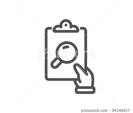 Inspect line icon. Clipboard research sign. Verification file symbol. Quality design element. Linear style inspect icon. Editable stroke. Vector 94140837