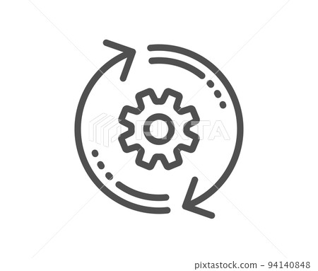 Cogwheel line icon. Engineering tool sign. Cog gear, refresh settings symbol. Quality design element. Linear style cogwheel icon. Editable stroke. Vector 94140848