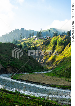 Old houses of Bakhmaro resort in georgian region Guria 94141188