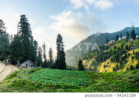 Old houses of Bakhmaro resort in georgian region Guria 94141189