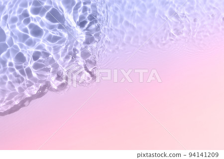 Serum or water texture close up. Bright violet and pink gradient liquid gel background. Transparent beauty skincare sample. Water clear transparent background. Banner with copy space. Serum or water texture close up. Bright violet and pink gradient liquid gel background. Transparent beauty skincare sample. Water clear transparent background. Banner with copy space. 94141209