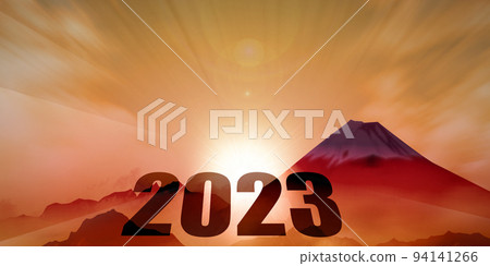 New Year's sunrise Red Mt.Fuji Background material New Year's sunrise Red Mt.Fuji Background material 94141266