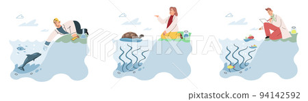 Observation of marine life in wild in order to protect them, study of living conditions of animals 94142592