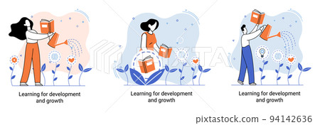 Learning for development and growth. Self-learning, online emoloyee education metaphor, goal achieving 94142636