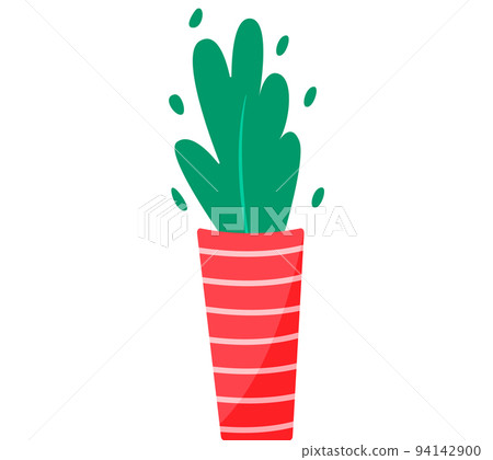 Decorative green plant with long leaves in ceramic pot, pot with houseplant. Home interior plant Decorative green plant with long leaves in ceramic pot, pot with houseplant. Home interior plant 94142900