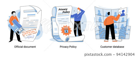 Privacy policy, official document information, customer database information about companys clients 94142904