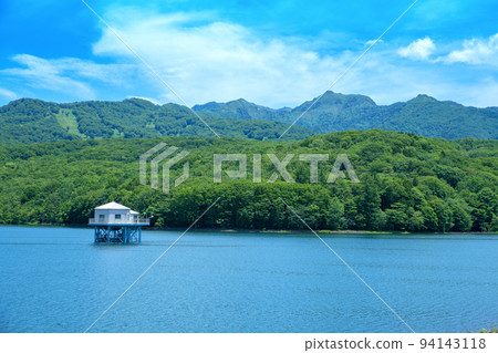 Lake Tamahara, Tamahara Dam, lakeside scenery, early summer season 94143118