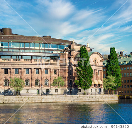 Riksdagshuset, the Swedish Parliament House, located on the island of Helgeandsholmen, Gamla Stan, Stockholm, Sweden 94145830