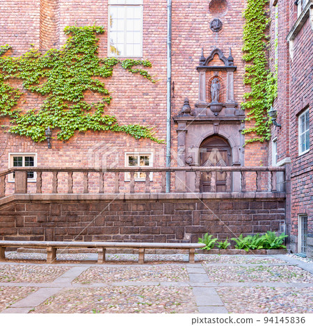 Courtyard of Stockholm City Hall, Swedish: Stadshuset, stands on the eastern tip of Kungsholmen island, Sweden 94145836