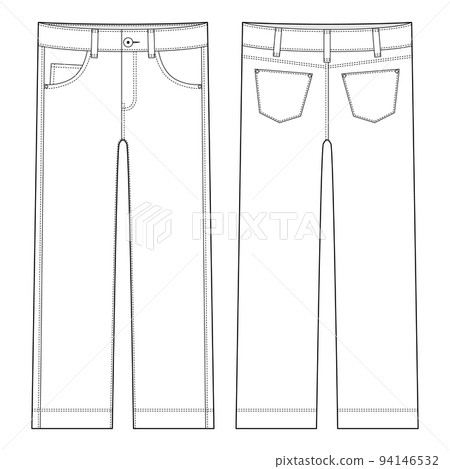 Children's classical jeans technical sketch. Denim casual clothes. 94146532