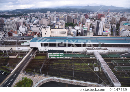 Overlooking the west exit of Morioka Station and the city toward the east of Morioka Overlooking the west exit of Morioka Station and the city toward the east of Morioka 94147589