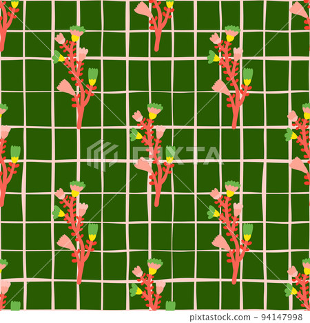 Hand drawn flower seamless pattern. Naive art. Cute floral wallpaper. Abstract plants endless backdrop. Hand drawn flower seamless pattern. Naive art. Cute floral wallpaper. Abstract plants endless backdrop. 94147998
